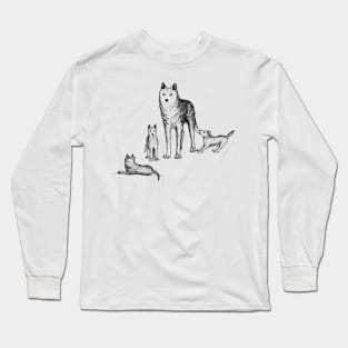 Mother Wolf with Pups Long Sleeve T-Shirt